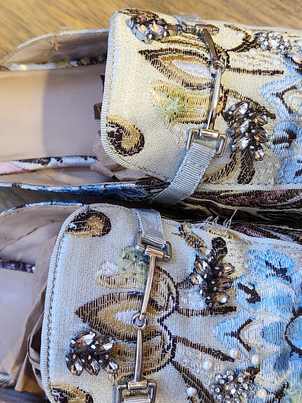 ALDO Embellished Floral Tapestry-like Women's Loafers - Light Blue